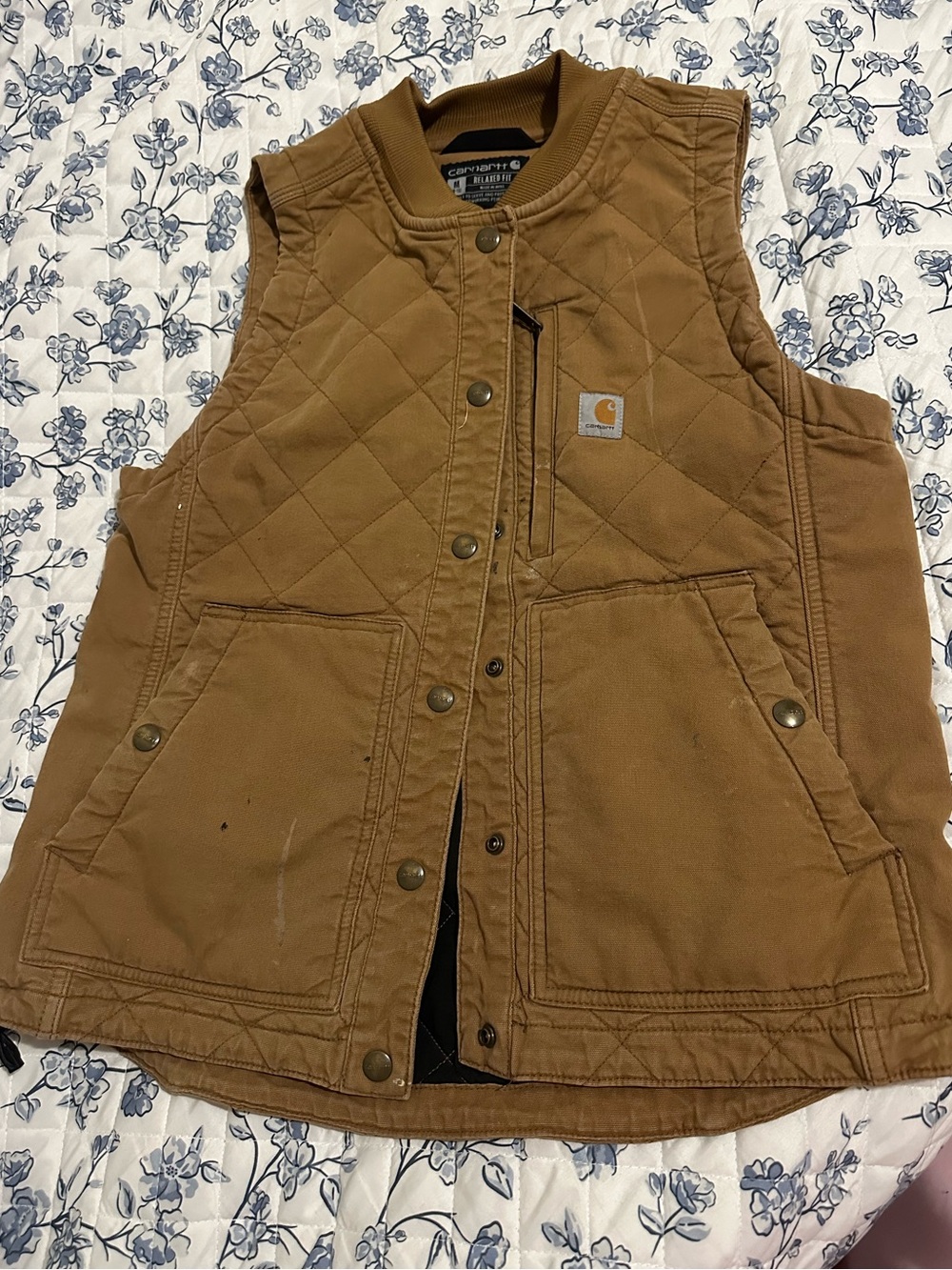 Carhartt Kids' Brown Quilted Work Vest with Rib Knit Collar